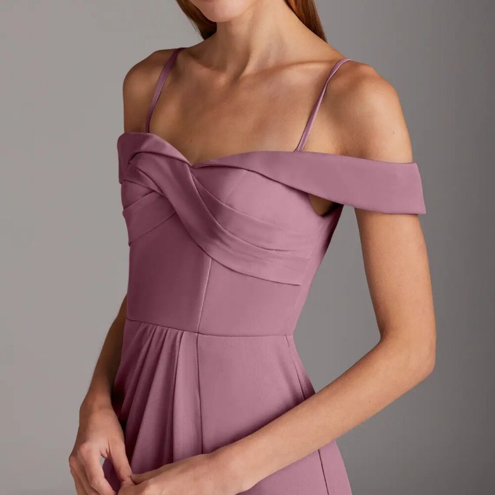 NWT Azazie Mena Vintage Mauve Bridesmaid Dress Cocktail Gown Wedding Guest Blush - Picture 3 of 8